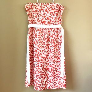 NWOT J. Crew Strapless Leaf Print Dress